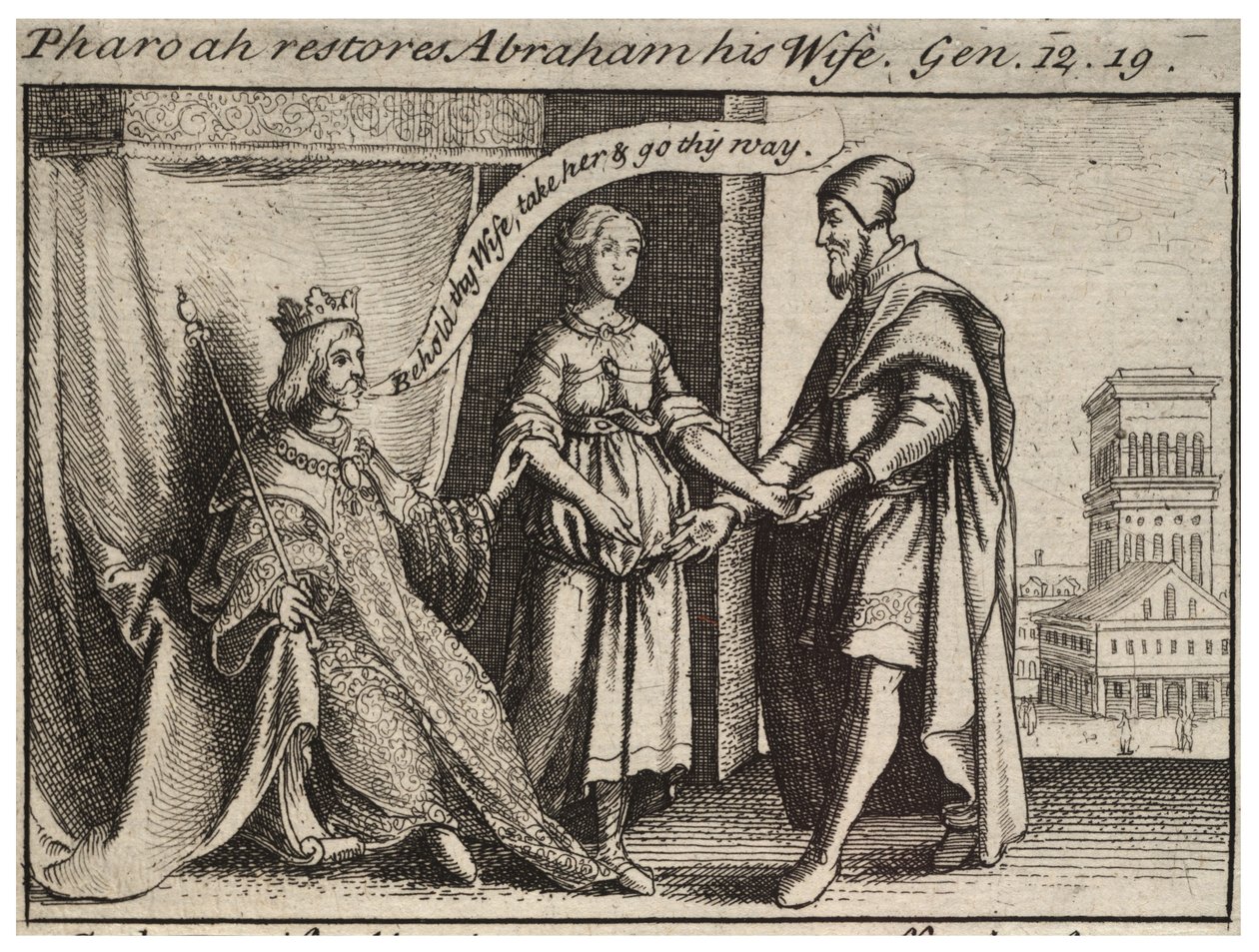 Sarah restored to Abraham. State 2 by Wenceslaus Hollar