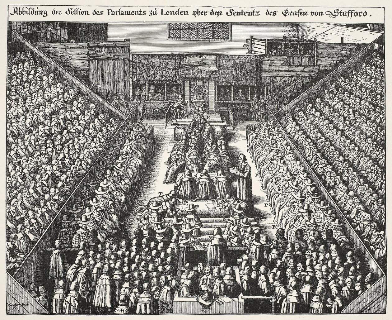 Trial of Strafford, 22nd March 1641 by Wenceslaus Hollar