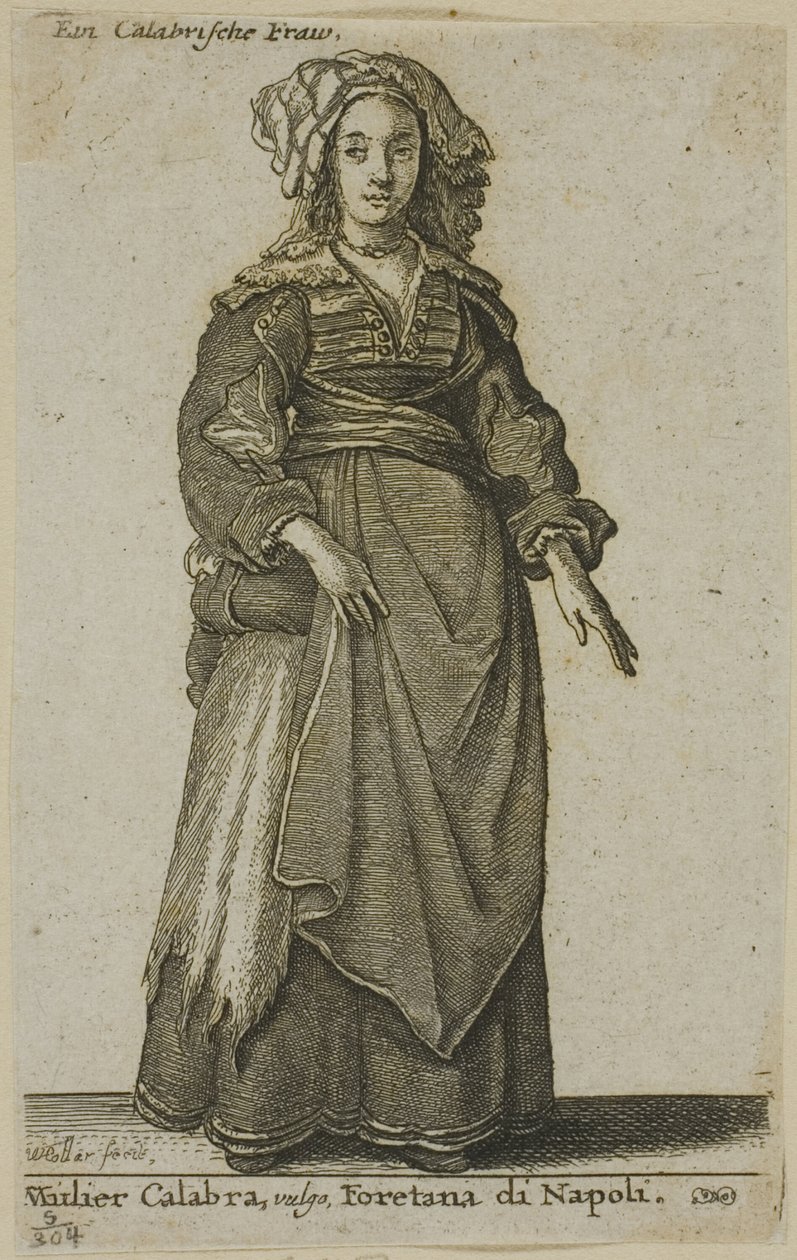 Woman of Calabria by Wenceslaus Hollar
