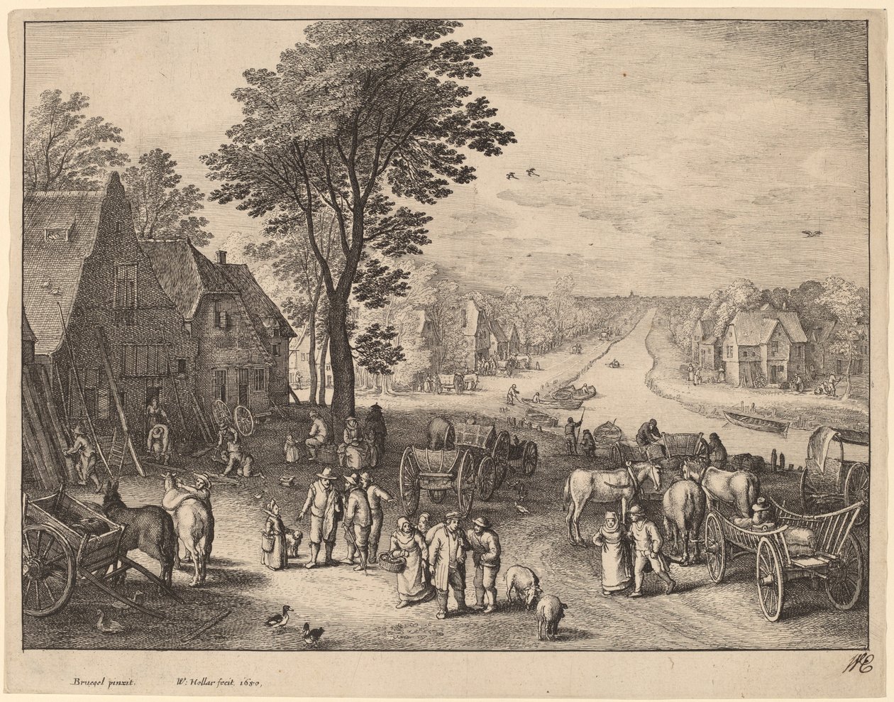 The Canal by Wenceslaus Hollar after Pieter Brueghel the Younger