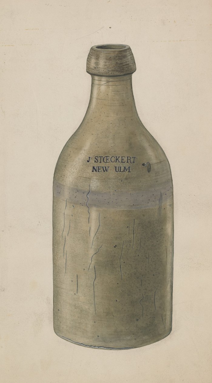 Stoneware Beer Bottle by Wilbur M Rice