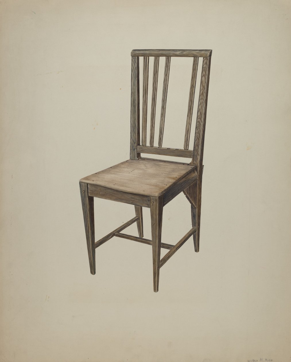 Wooden Straight Chair by Wilbur M Rice