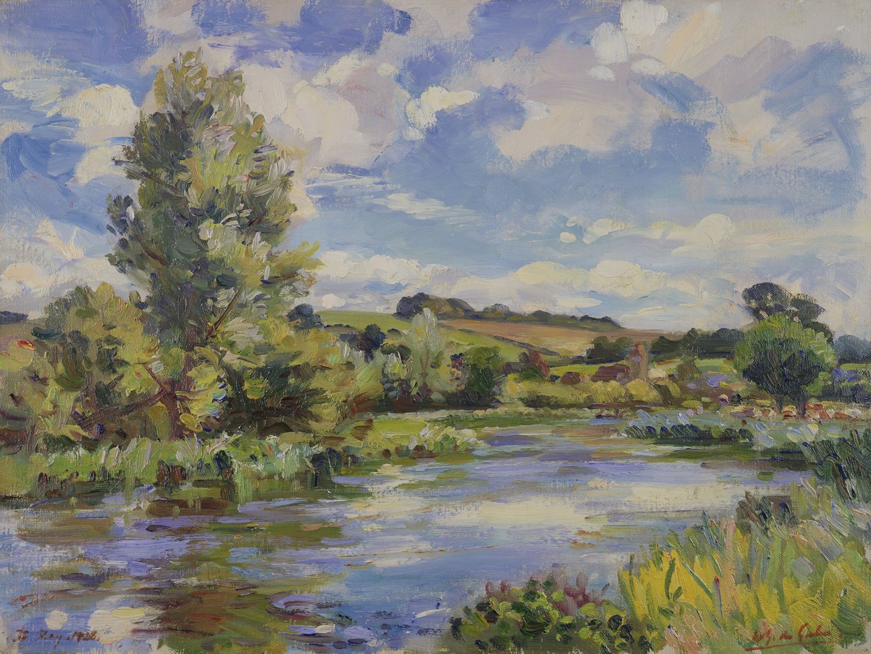 A Sunlit River Landscape by Wilfred Gabriel de Glehn
