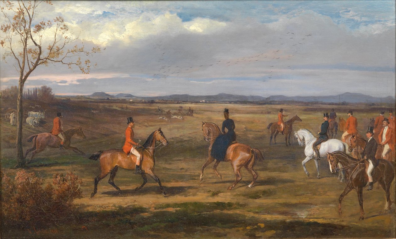 Emperor Franz Joseph I and Empress Elisabeth with Hunting Party / Court Hunt in Hungary by Wilhelm Richter