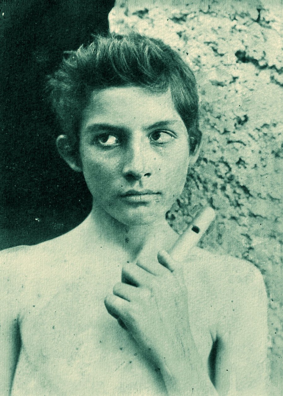 Portrait of a Sicilian Boy Holding a Flute, c. 1899 by Baron Wilhelm von Gloeden