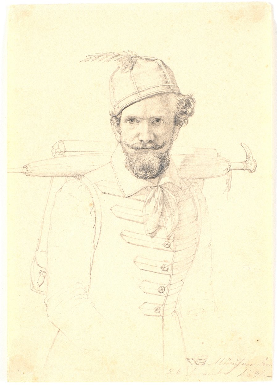 Self-Portrait with Knapsack by Wilhelm Bendz