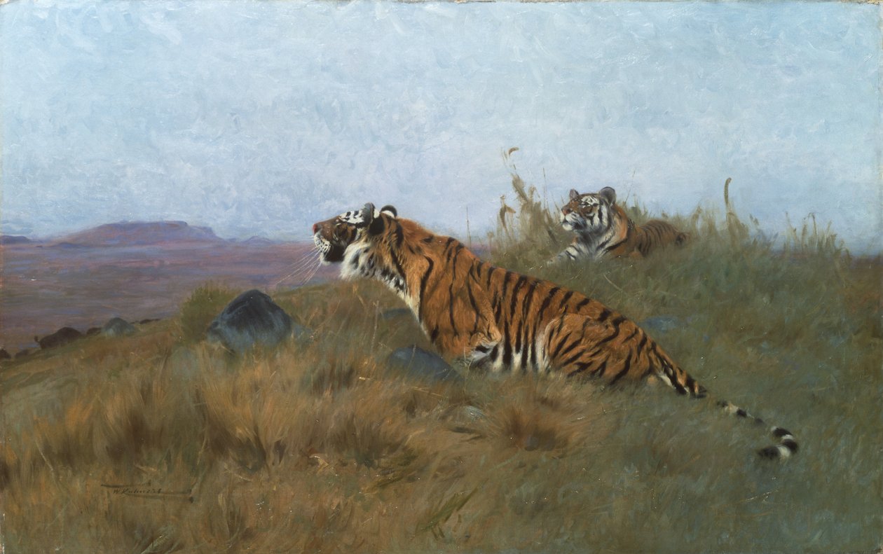 Tigers Stalking their Prey by Wilhelm Kuhnert