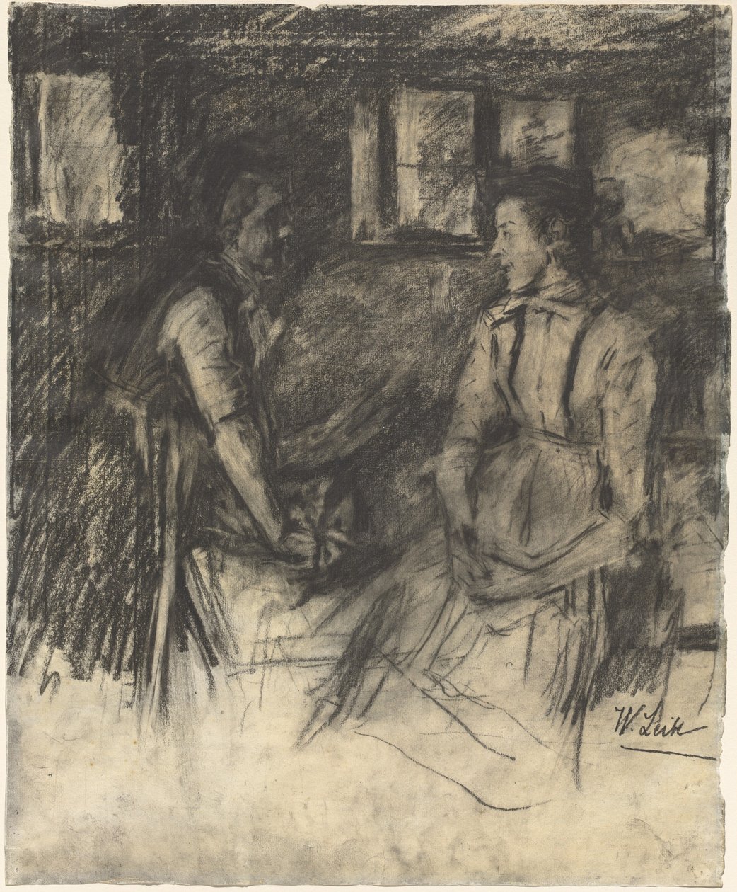 Two Women in the Kitchen by Wilhelm Maria Hubertus Leibl
