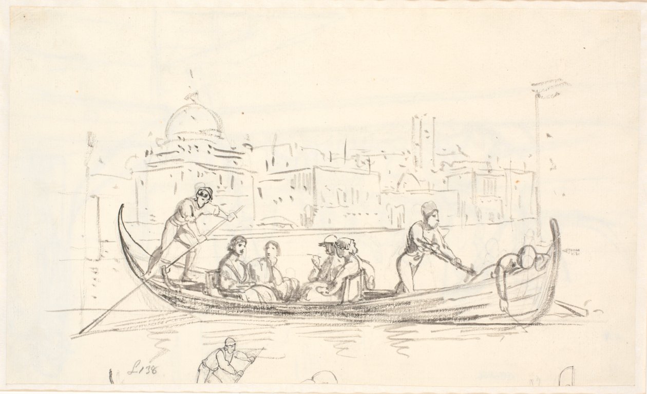 Gondola with Two Rowers by Wilhelm Marstrand