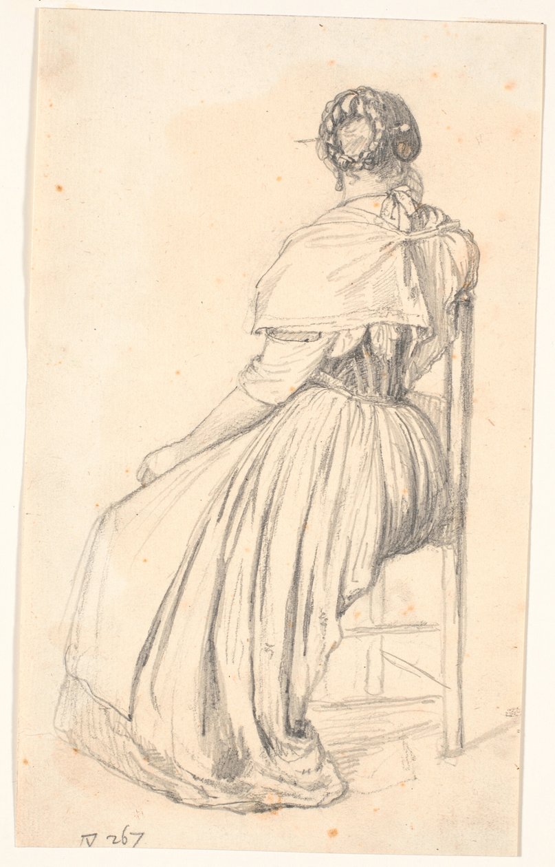 Italian Woman Sitting on a Chair, Seen from Behind by Wilhelm Marstrand