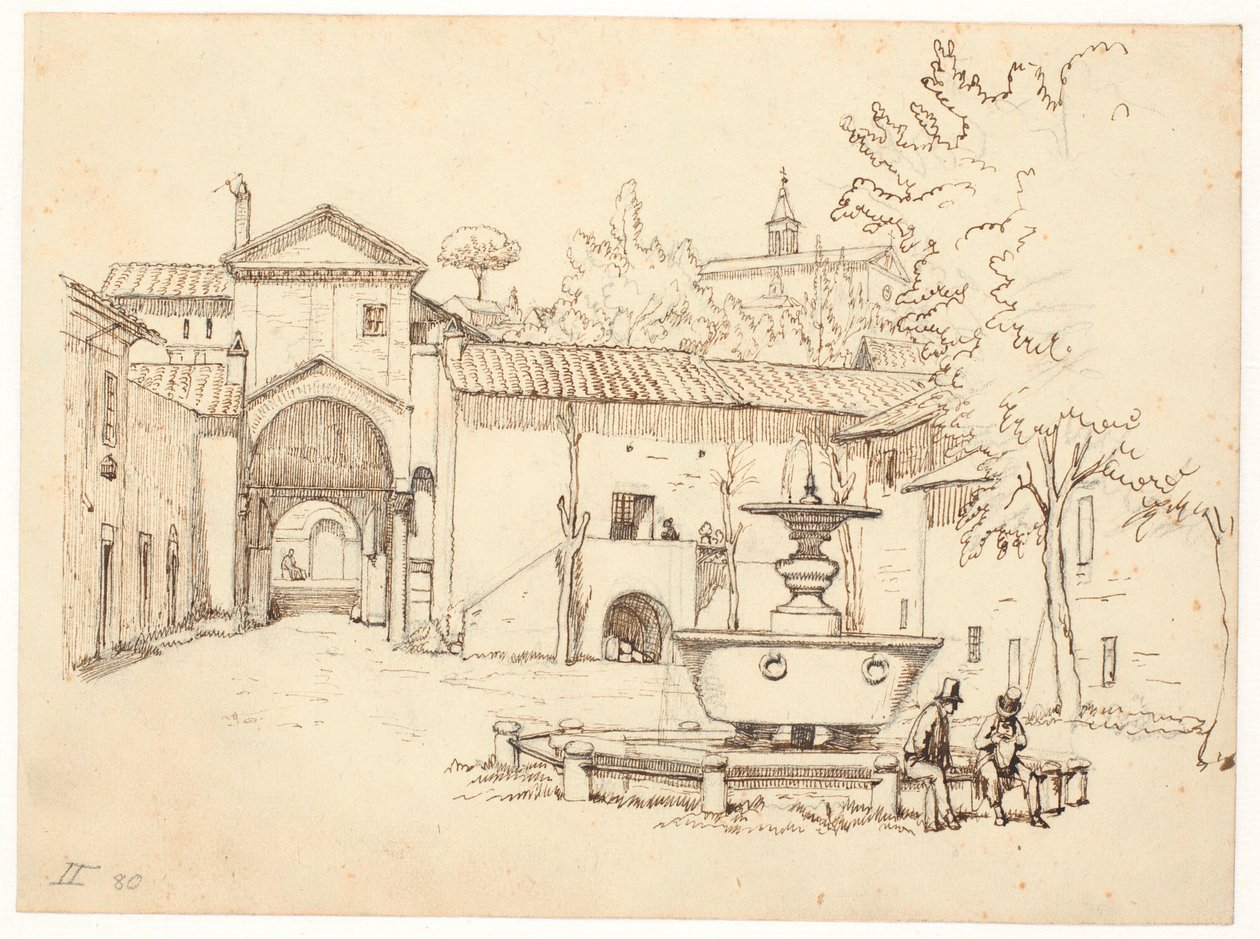 Roman Courtyard with Fountain by Wilhelm Marstrand