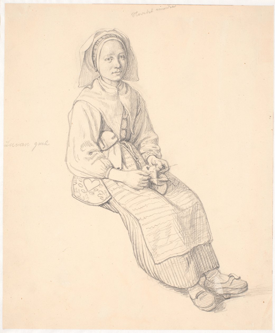 Sitting Swedish Woman with Knitting by Wilhelm Marstrand