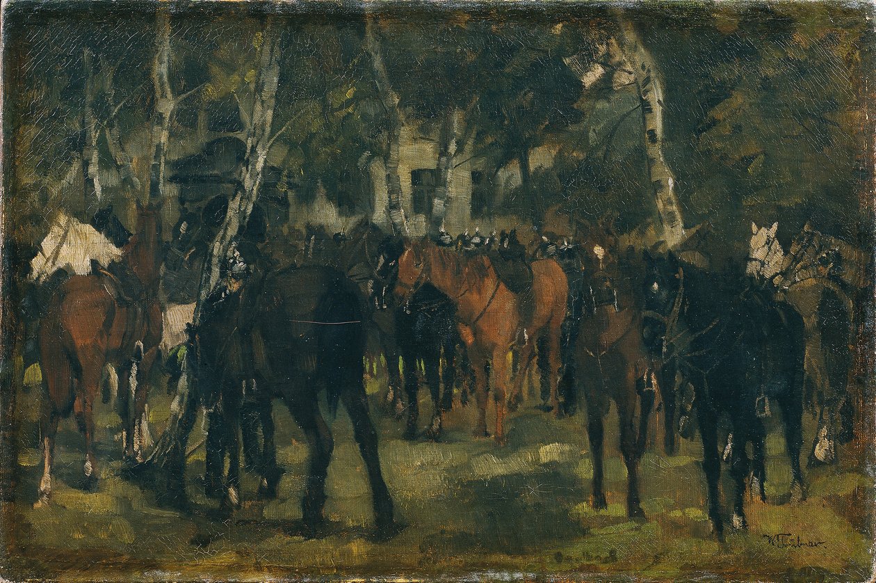 Dismounted Cuirassiers by Wilhelm Trübner