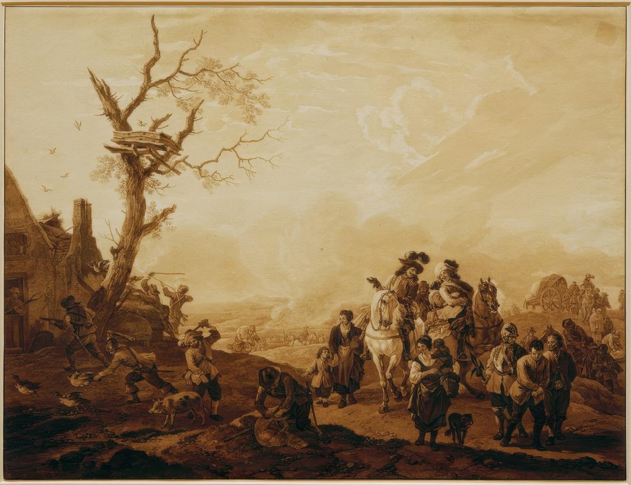 Plundering of a Village by Soldiers by Wilhelm von Kobell