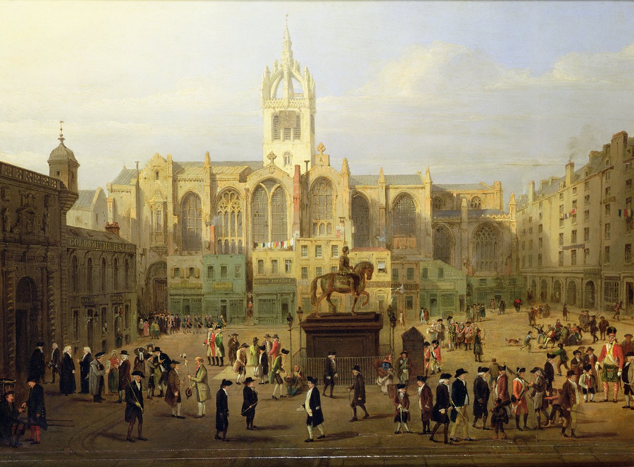The Parliament Close and Public Figures of Edinburgh, about the End of the 18th Century by Wilkie, Nasmyth and Stanfield Roberts