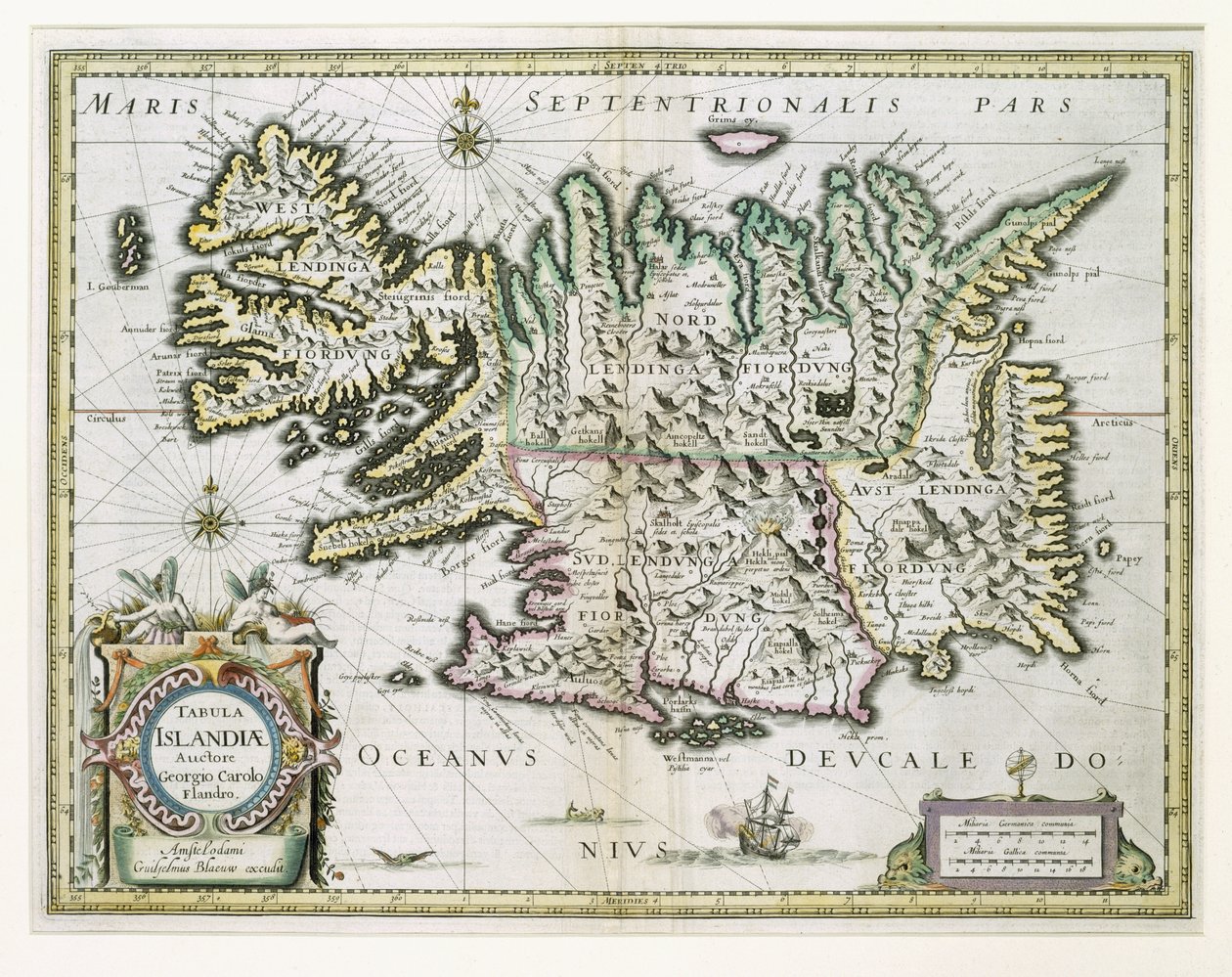 Map of Iceland by Willem Janszoon Blaeu