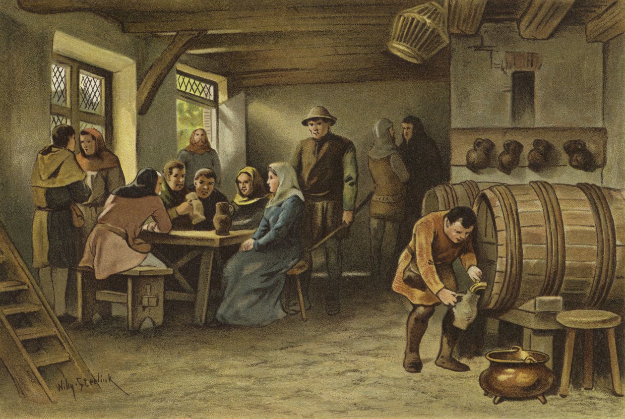 Scene in a Dutch tavern, 14th Century by Willem II Steelink