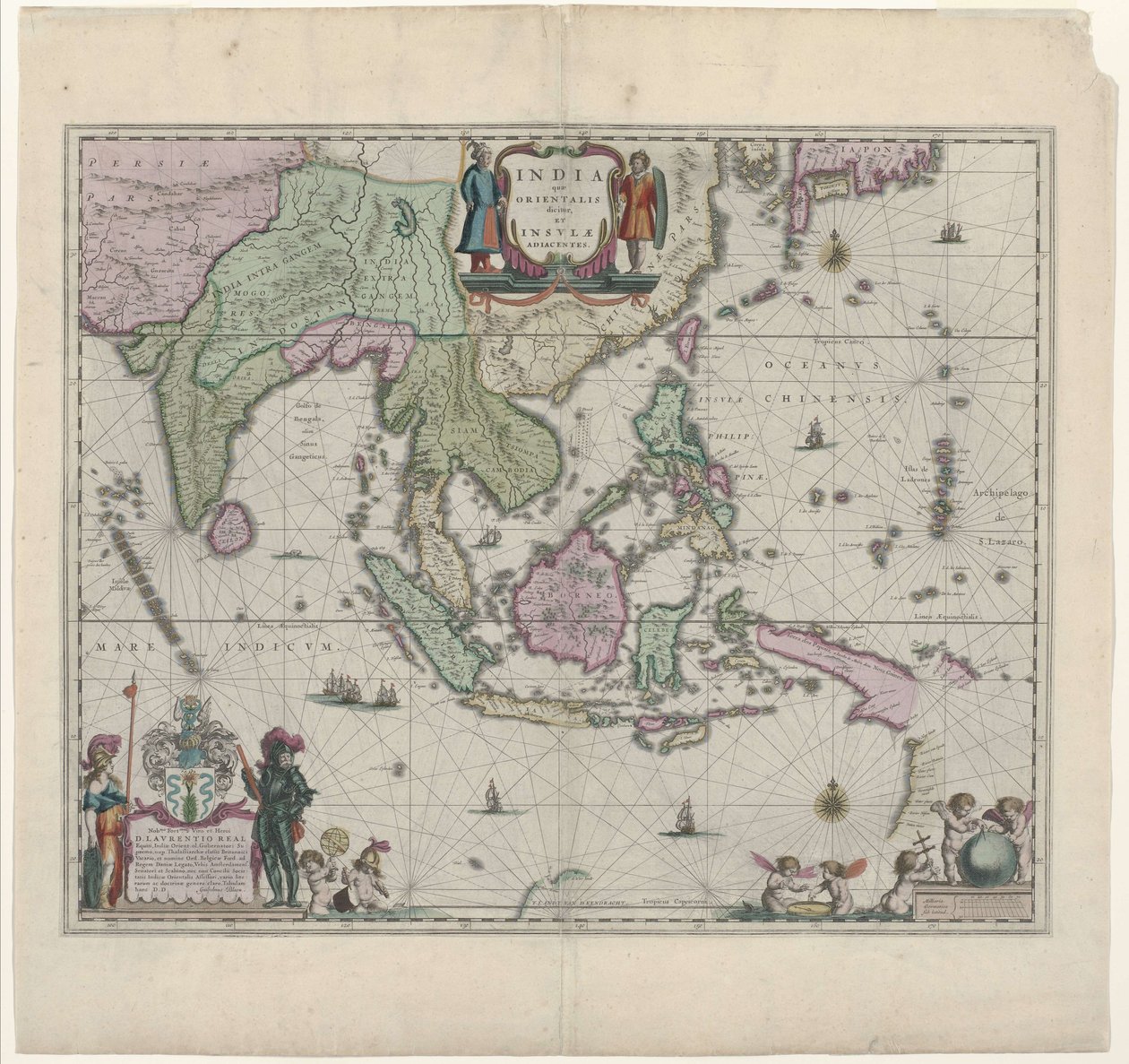 A 17th Century Map by Willem Janszoon Blaeu, Showing Modern-Day Indonesia and Parts of South East Asia by Willem Janszoon Blaeu