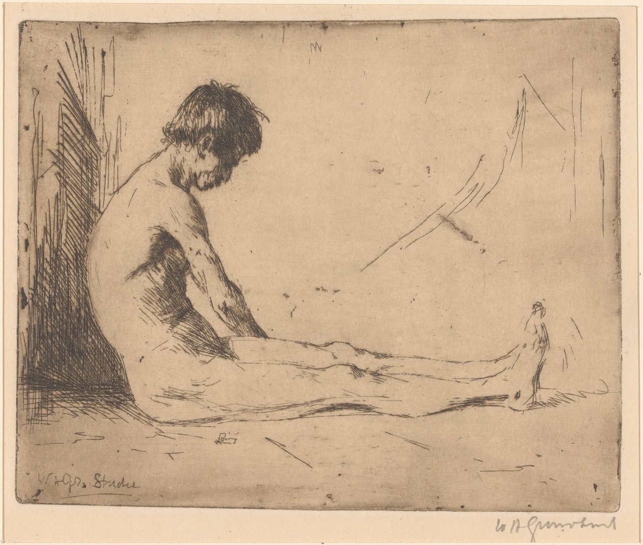 Seated Naked Man by Willem Adrianus Grondhout (signed by artist)