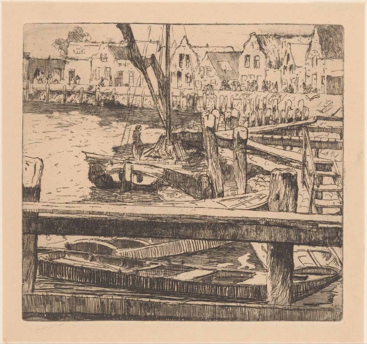 Harbor of Volendam by Willem Adrianus Grondhout