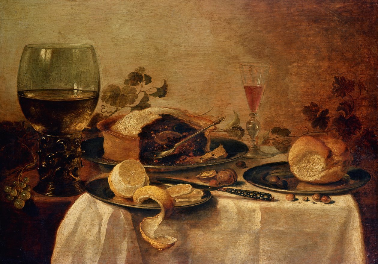 Still Life with Fruit Pie, 1635 by Willem Claesz. Heda