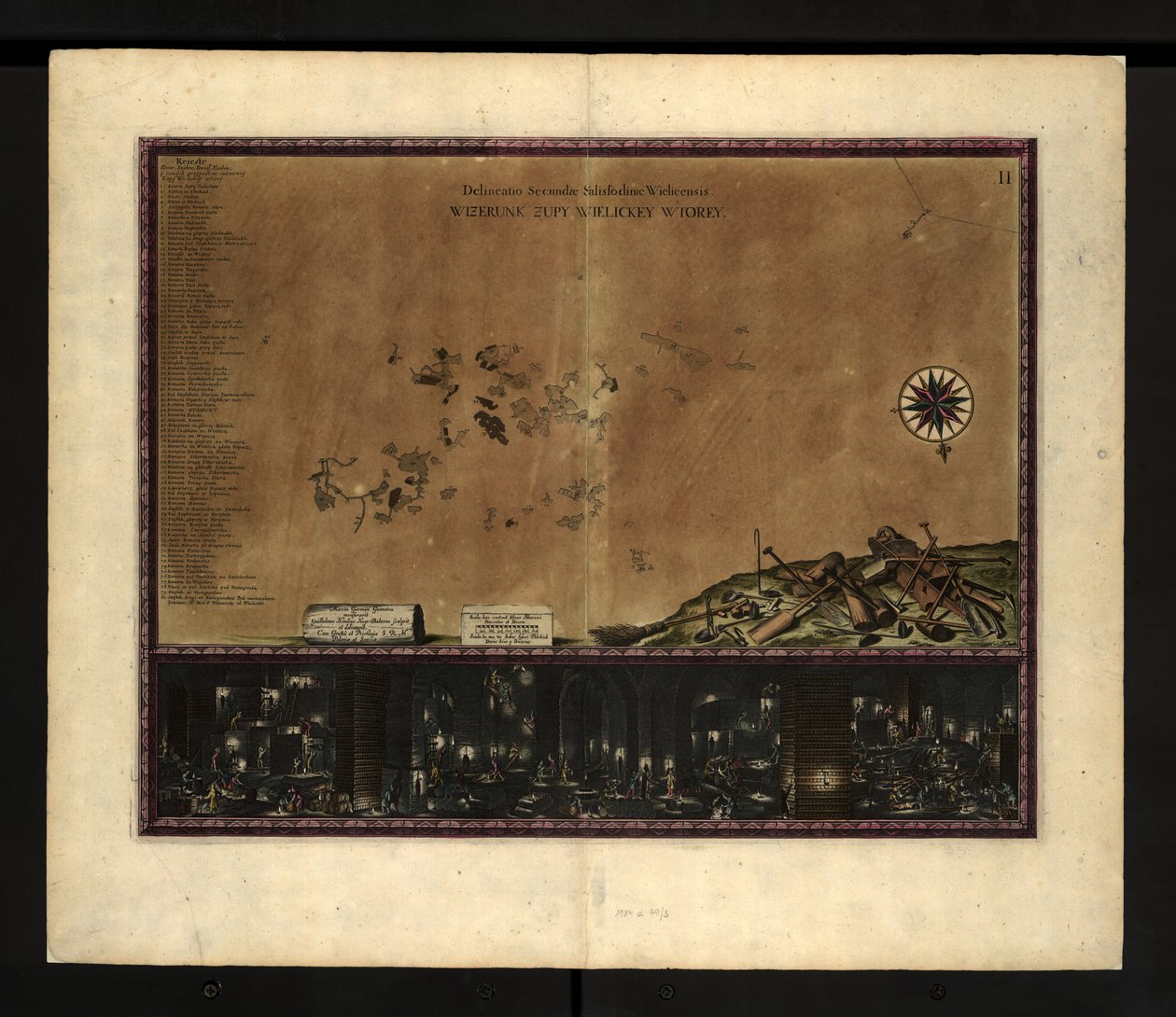 Map of the Wieliczka Salt Mines by Willem Hondius