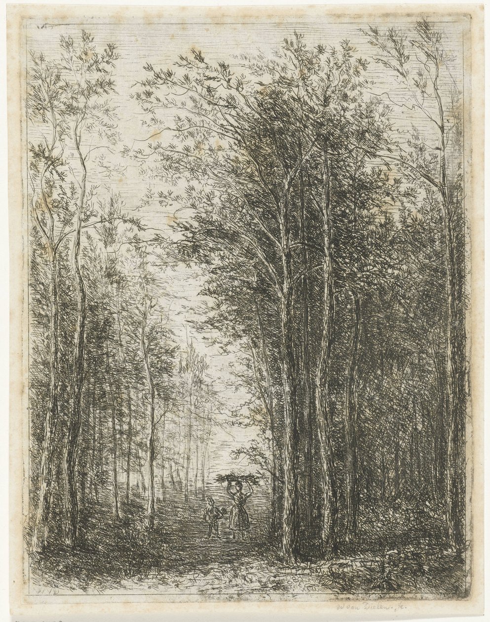 Forest Landscape with Wood Gatherers by Willem Matthias Jan van Dielen