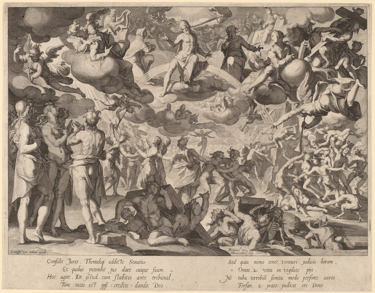 The Last Judgment by Willem Swanenburgh, after Joachim Anthonisz Wtewael