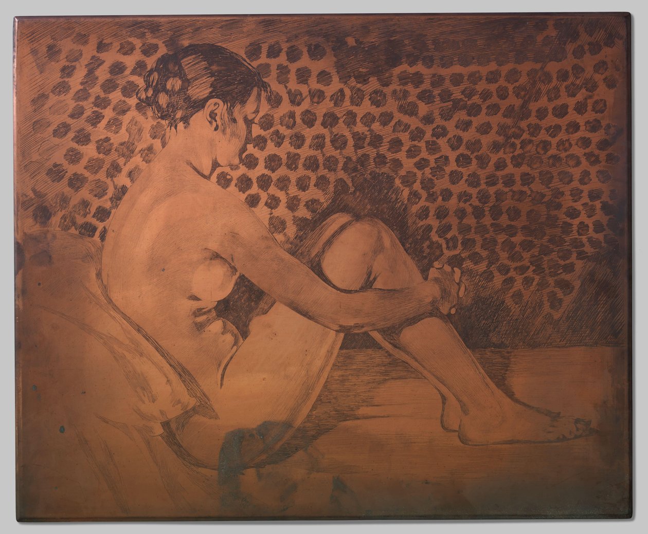 Nude, Sitting on Divan with Drawn-up Knees by Willem Arnoldus Witsen