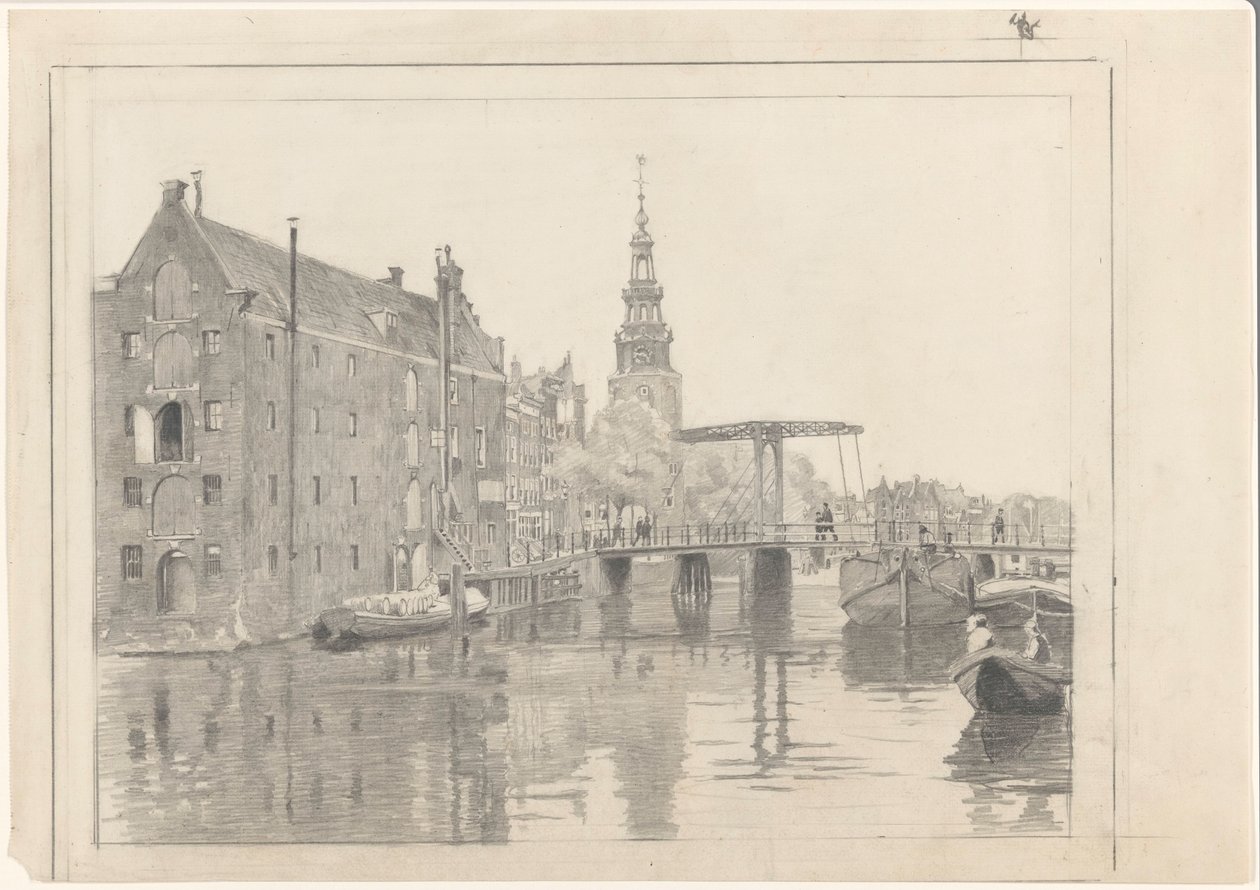 Cityscape with the Montelbaanstoren by Willem Arnoldus Witsen