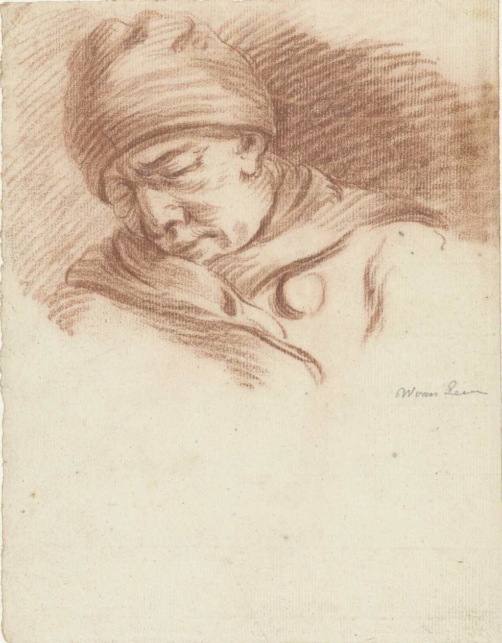 Sleeping Man with Cap (Self-Portrait?) by Willem van Leen