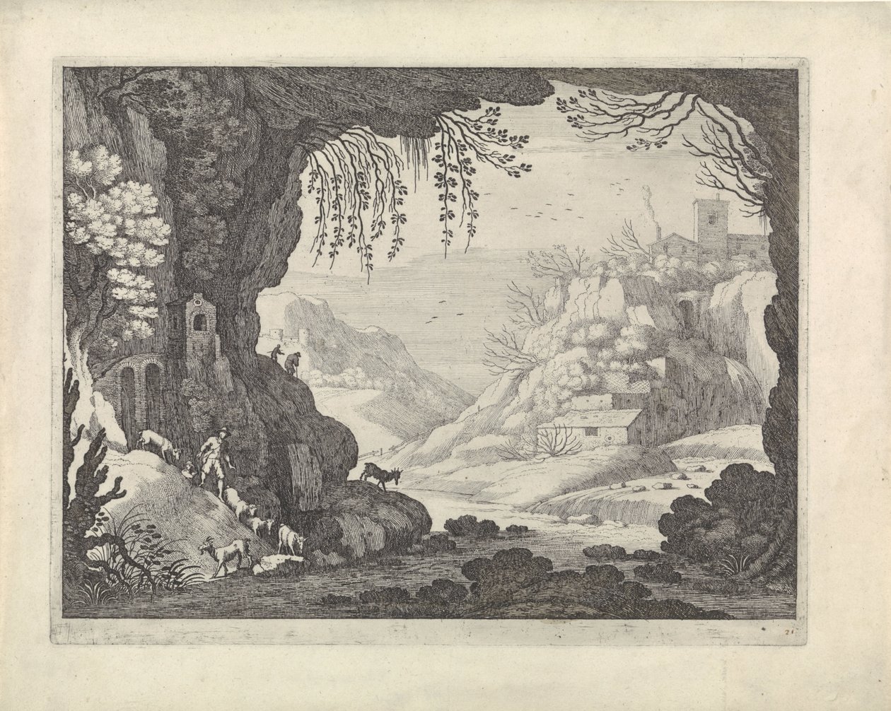 View of landscape from cave by Willem van Nieulandt (II)