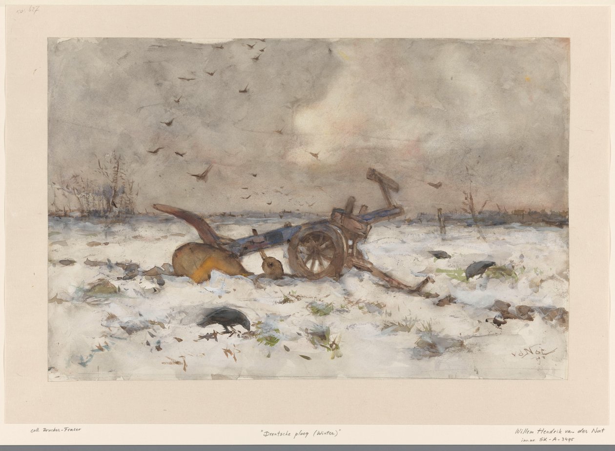 Plow on Snowy Field by Willem van der Nat