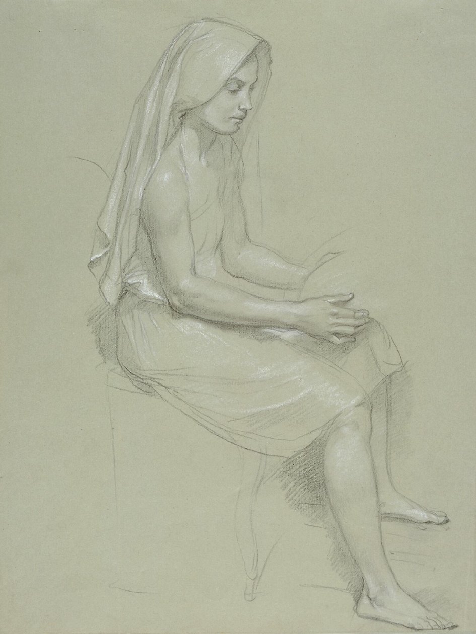 Study of a Seated Veiled Female Figure by William Adolphe Bouguereau