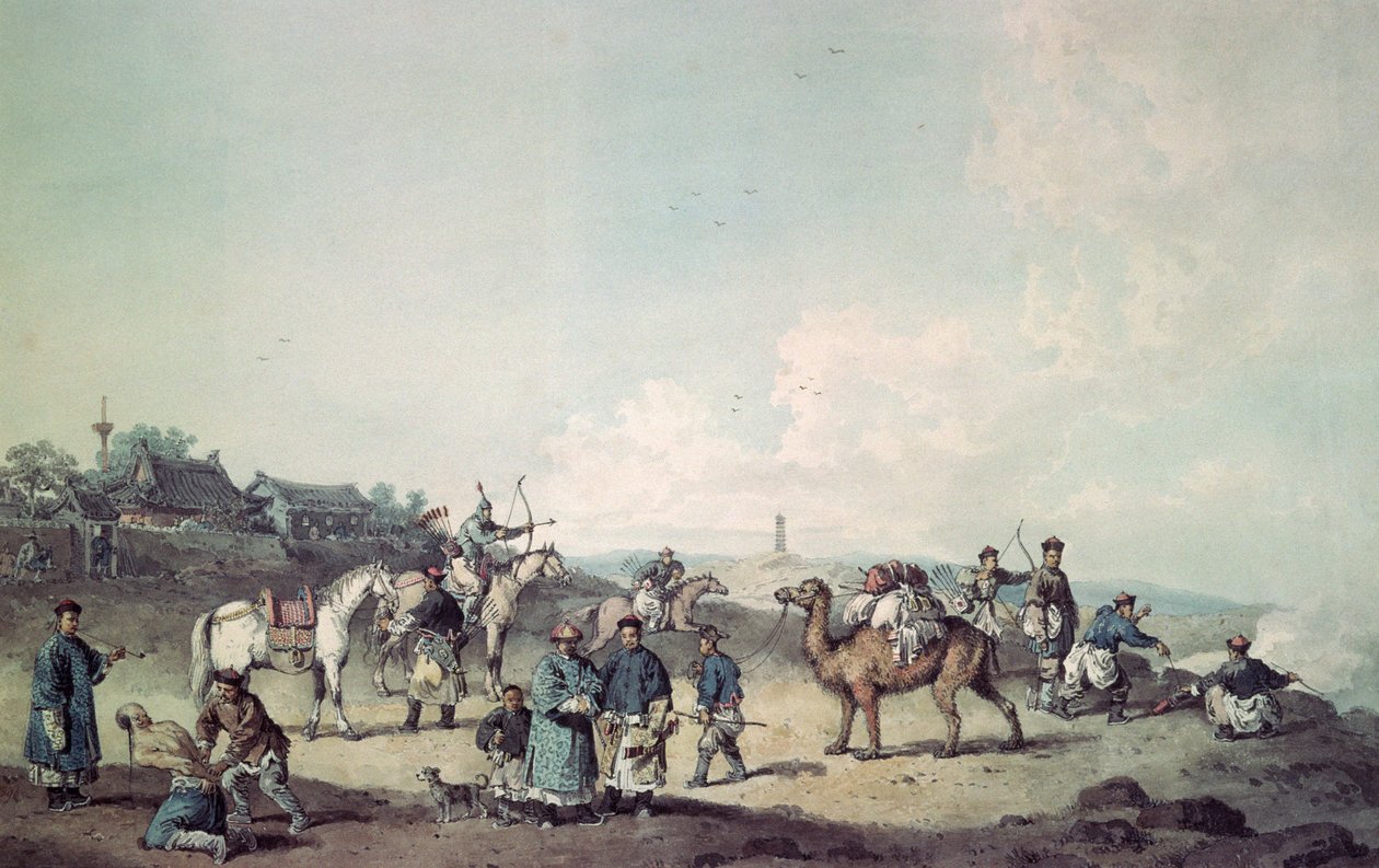 Chinese Soldiers Exercising Outside the Walls of a City by William Alexander