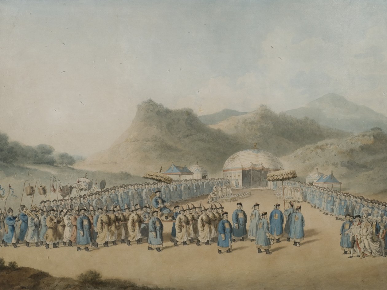 The approach of the Emperor of China to his tent in Tartary to receive the British Ambassador, 1799 by William Alexander