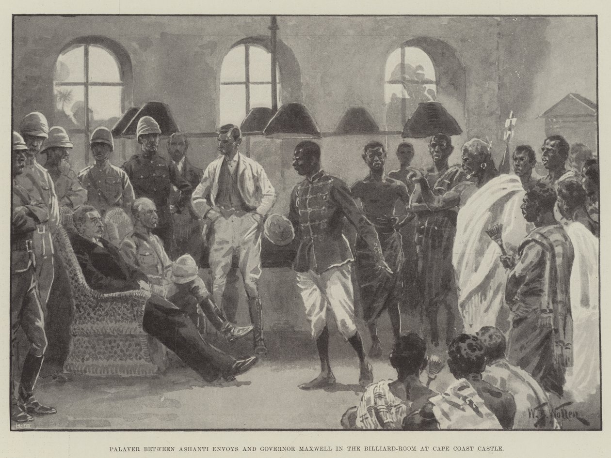 Palaver between Ashanti Envoys and Governor Maxwell in the Billiard-Room at Cape Coast Castle by William Barnes Wollen