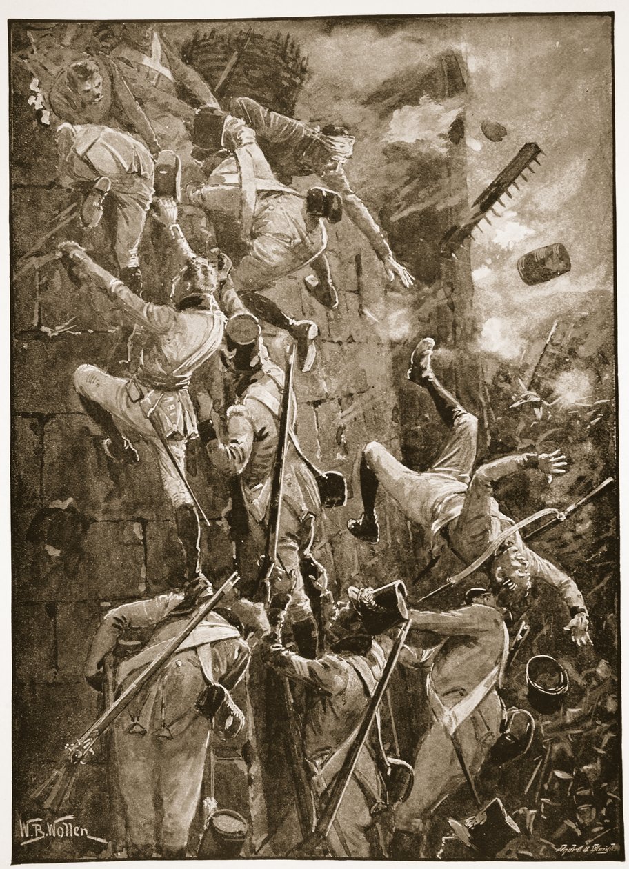 The 5th Division Storming by Escalade the Ramparts of San Vincente, illustration from 