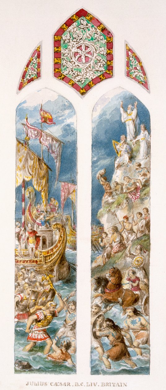 Julius Caesar Arrives on the Shores of Britain, 54 BC, in Trimarenes, is Attacked by Britons Painted in Woad by William Bell and Boyd, Alice Scott