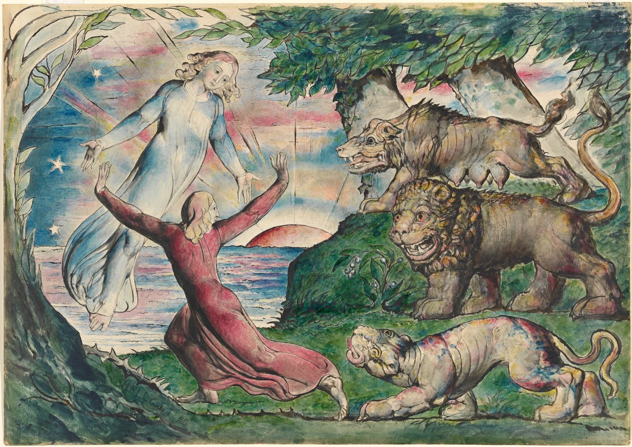 Dante Running from the Three Beasts by William Blake