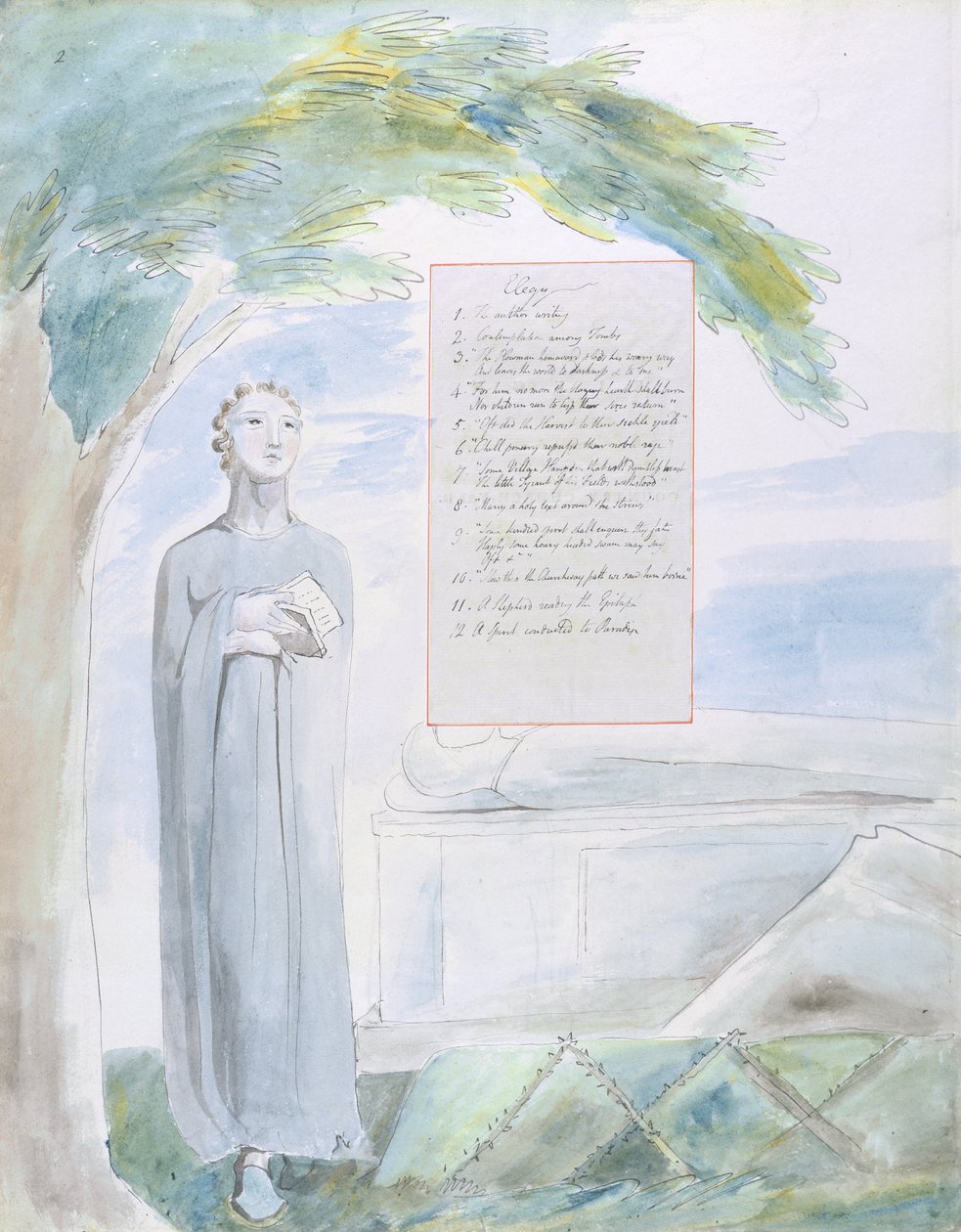 Elegy written in a Country Church-Yard, design 106 from The Poems of Thomas Gray by William Blake