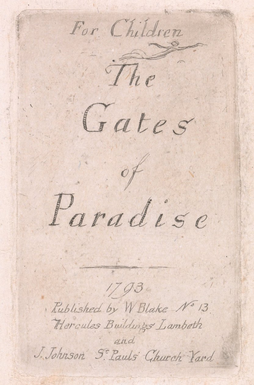 For Children. The Gates of Paradise, Plate 2, Title Page by William Blake