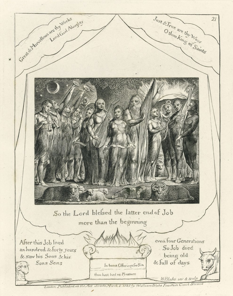 Plate 21, Job and His Wife Restored to Prosperity, Illustration from the 