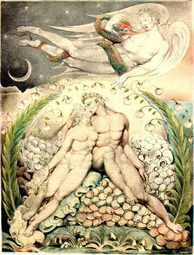 Satan Watching the Caresses of Adam and Eve by William Blake
