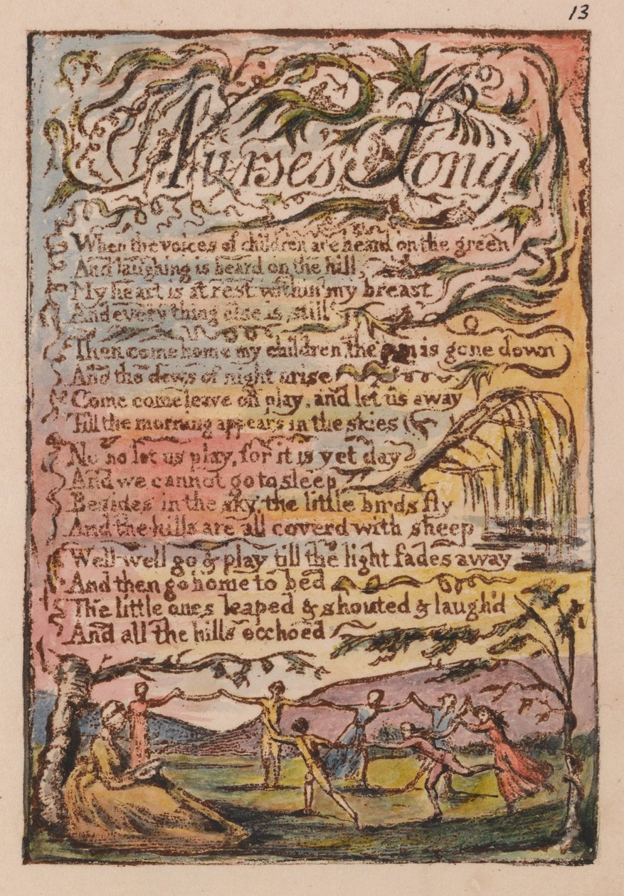 Songs of Innocence and of Experience, Plate 13, Nurses Song (Bentley 24) by William Blake