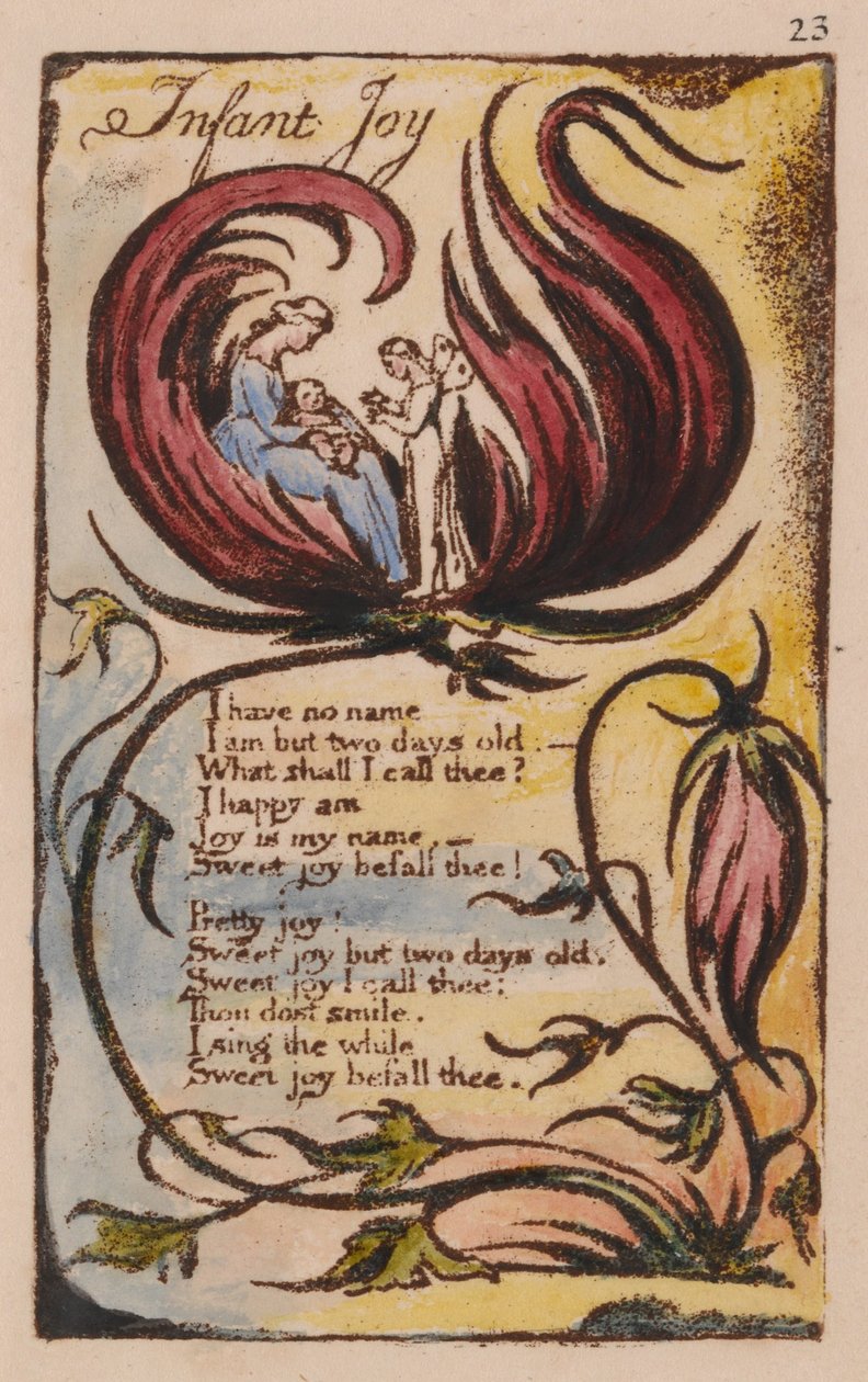 Songs of Innocence and of Experience, Plate 23, Infant Joy (Bentley 25) by William Blake