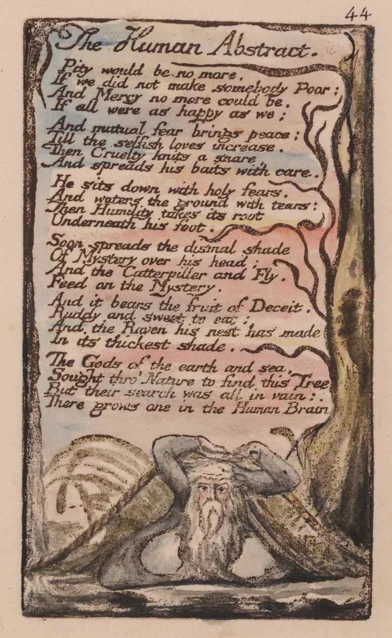 Songs of Innocence and of Experience, Plate 44, The Human Abstract (Bentley 47) by William Blake