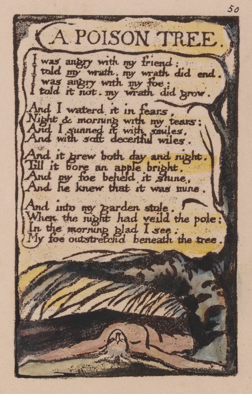 Songs of Innocence and of Experience, Plate 50, A Poison Tree (Bentley 49) by William Blake