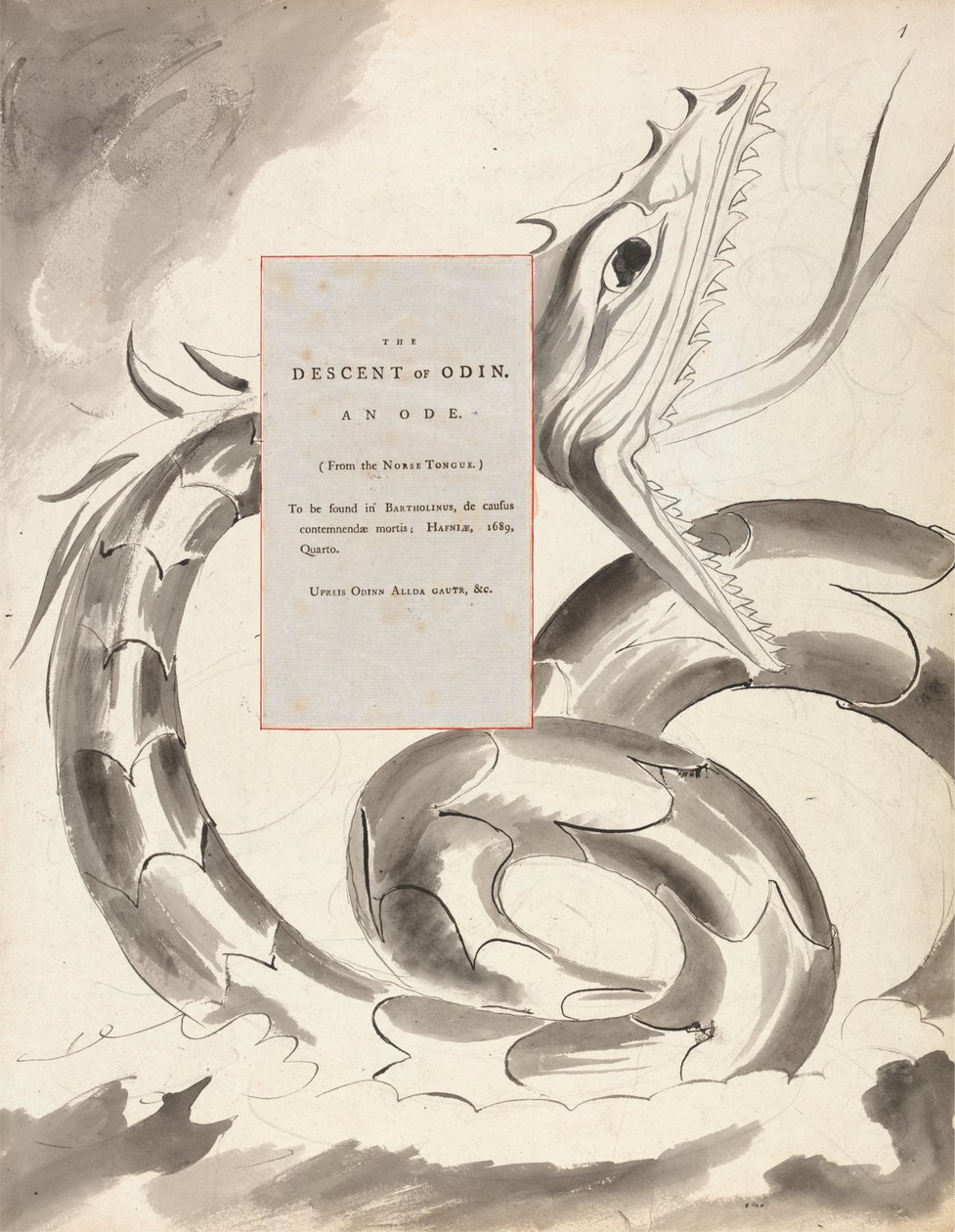 The Descent of Odin, design 77 from The Poems of Thomas Gray by William Blake