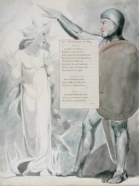 The Descent of Odin, design 84 from The Poems of Thomas Gray, 1797-98 by William Blake